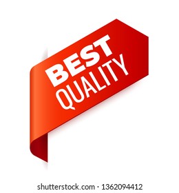 Red Vector Banner Ribbon on white background, left bookmark. Best Quality