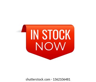 Red Vector Banner Ribbon on white background, top bookmark. In Stock now