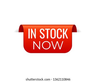 Red Vector Banner Ribbon on white background, top bookmark. In Stock now