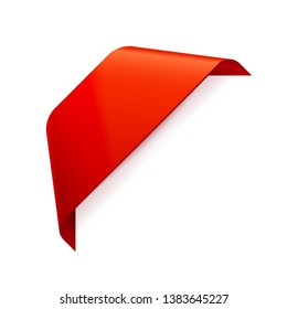 Red Vector Banner Ribbon On White Background, Corner Ribbon - Vector