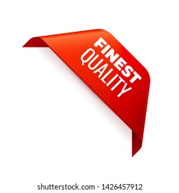 Red Vector Banner Ribbon on white background, corner ribbon, finest quality - Vector Illustration