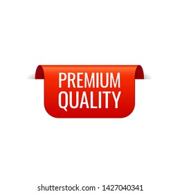 Red Vector Banner Ribbon on white background, top bookmark, premium quality - Vector Illustration