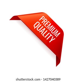 Red Vector Banner Ribbon on white background, corner ribbon, premium quality - Vector Illustration