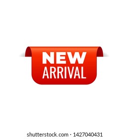 Red Vector Banner Ribbon on white background, top bookmark, new arrival - Vector Illustration