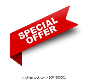 red vector banner ribbon special offer