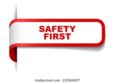 Red Vector Banner Safety First Stock Vector (Royalty Free) 1370424077 ...