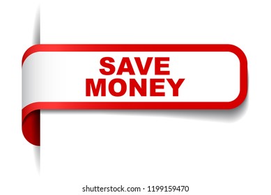 red vector banner save money