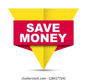 red vector banner save money