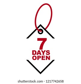 red vector banner seven days open