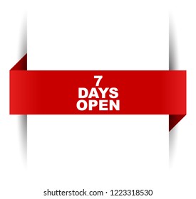 red vector banner seven days open