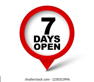 red vector banner seven days open