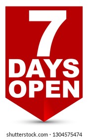 red vector banner seven days open