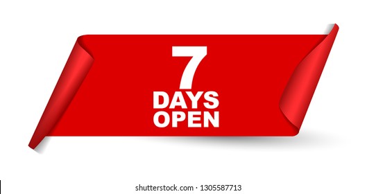 Red Vector Banner Seven Days Open Stock Vector (Royalty Free) 1370423993