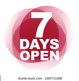 red vector banner seven days open
