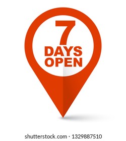 red vector banner seven days open