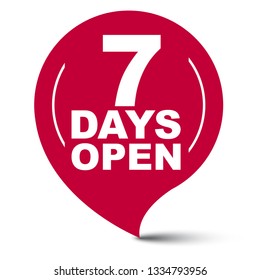 red vector banner seven days open