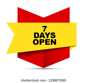 red vector banner seven days open