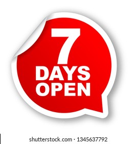 red vector banner seven days open