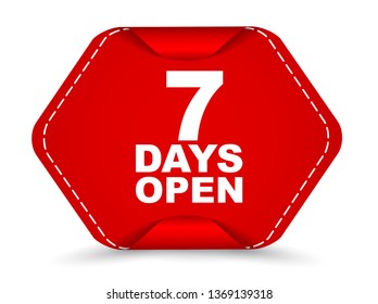 red vector banner seven days open