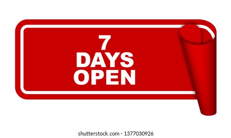red vector banner seven days open