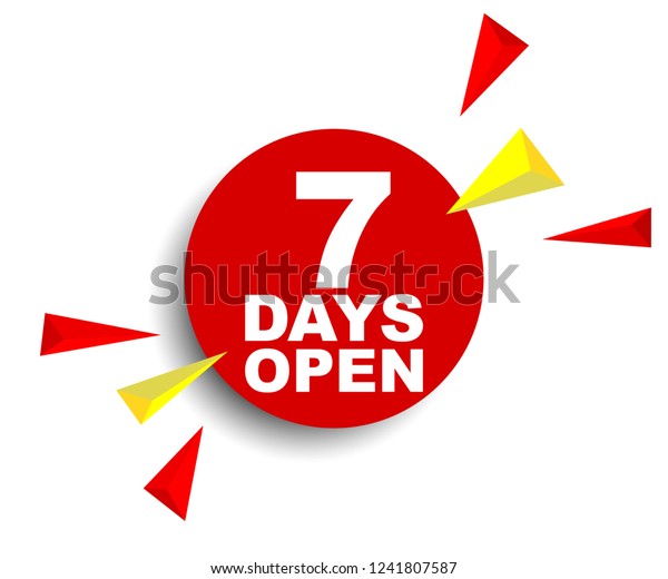 Red Vector Banner Seven Days Open Stock Vector (Royalty Free) 1241807587