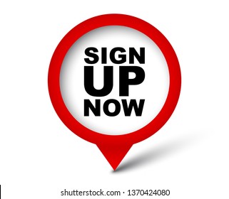 red vector banner sign up now