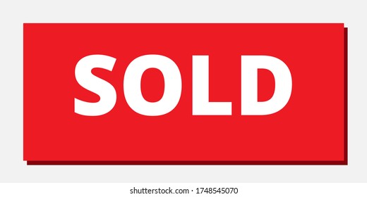 red vector banner SOLD, on white background