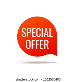 Red Vector Banner speech bubble on white background. Special Offer