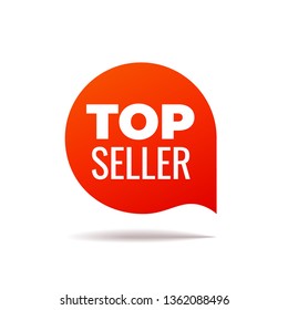 Red Vector Banner speech bubble on white background. Top Seller