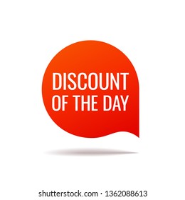 Red Vector Banner speech bubble on white background. Discount of the day