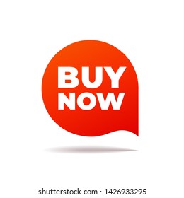 Red Vector Banner speech bubble on white background, buy now - Vector Illustration