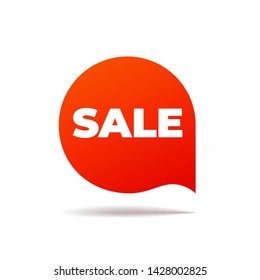 Red Vector Banner speech bubble on white background, sale - Vector Illustration
