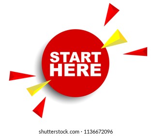 red vector banner start here