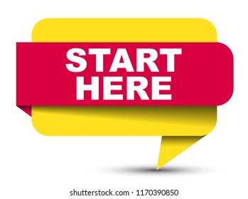 red vector banner start here