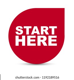 red vector banner start here