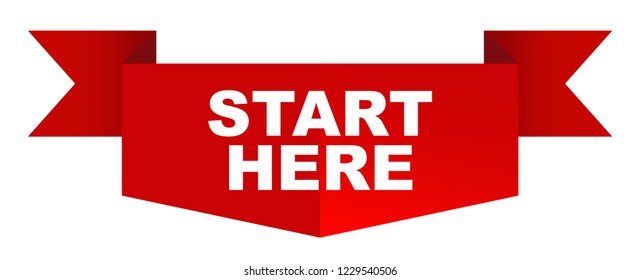 red vector banner start here