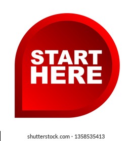 red vector banner start here