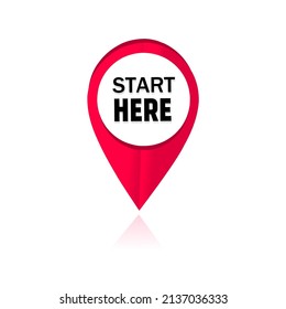 Red Vector Banner Start Here. GPS Location Symbol. Red Map Location Pointer Icon Collection. For Business, Marketing And Advertising.