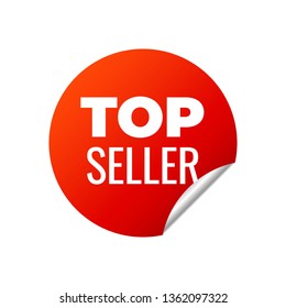 Red Vector Banner Sticker on white background. Top Seller