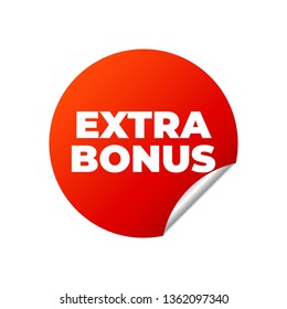 Red Vector Banner Sticker on white background. Extra Bonus