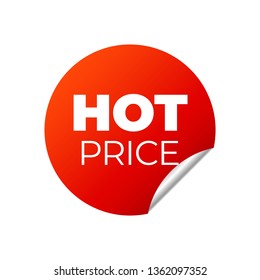 Red Vector Banner Sticker on white background. Hot price
