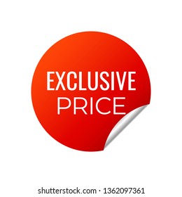 Red Vector Banner Sticker on white background. Exclusive price