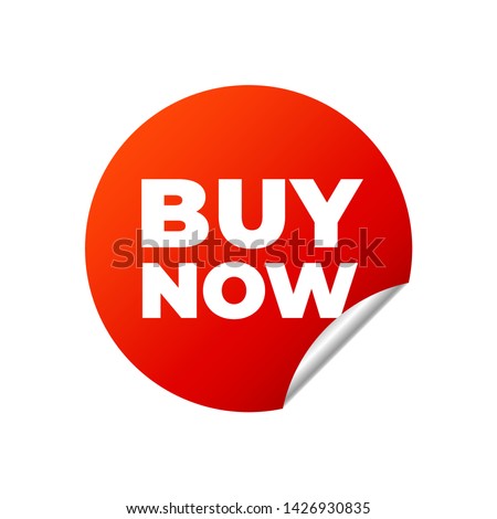 Red Vector Banner Sticker on white background, buy now - Vector Illustration