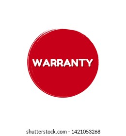 red vector banner warranty.sign,label,tag. white text with shadow