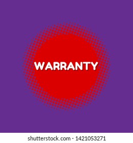 red vector banner warranty.sign,label,tag. white text with shadow