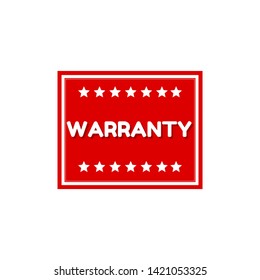 red vector banner warranty.sign,label,tag. white text with shadow