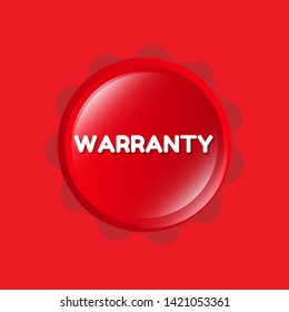 red vector banner warranty.sign,label,tag. white text with shadow