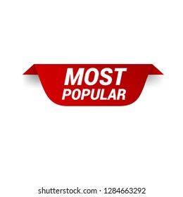 red vector banner with white text most popular.Designed for your web site design, logo, app, UI