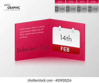 Red vector banner for your own artwork. Infographic book with valentine's day design.