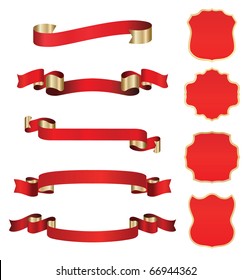 red vector banners and cards set